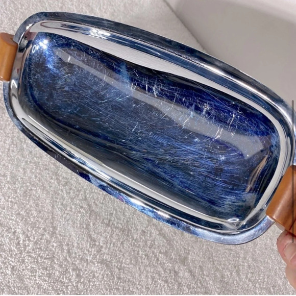 Vintage Glo Hill Gourmates Chrome Serving Tray With Brown Bakelite Accents - Picture 4 of 8